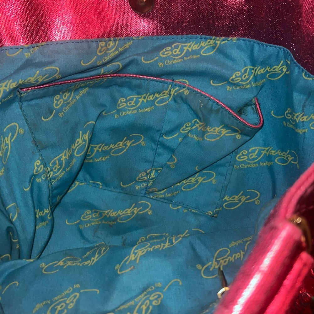 *EUC* Y2K Ed Hardy x Lisa Frank Holographic Tote by Christian Audigier - Picture 7 of 9